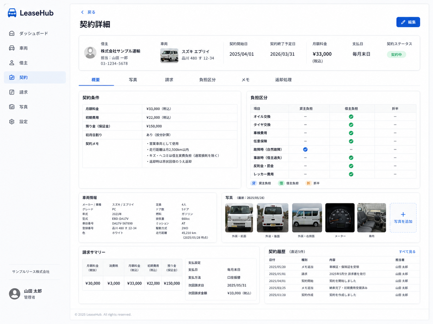 LeaseHub 契約詳細画面